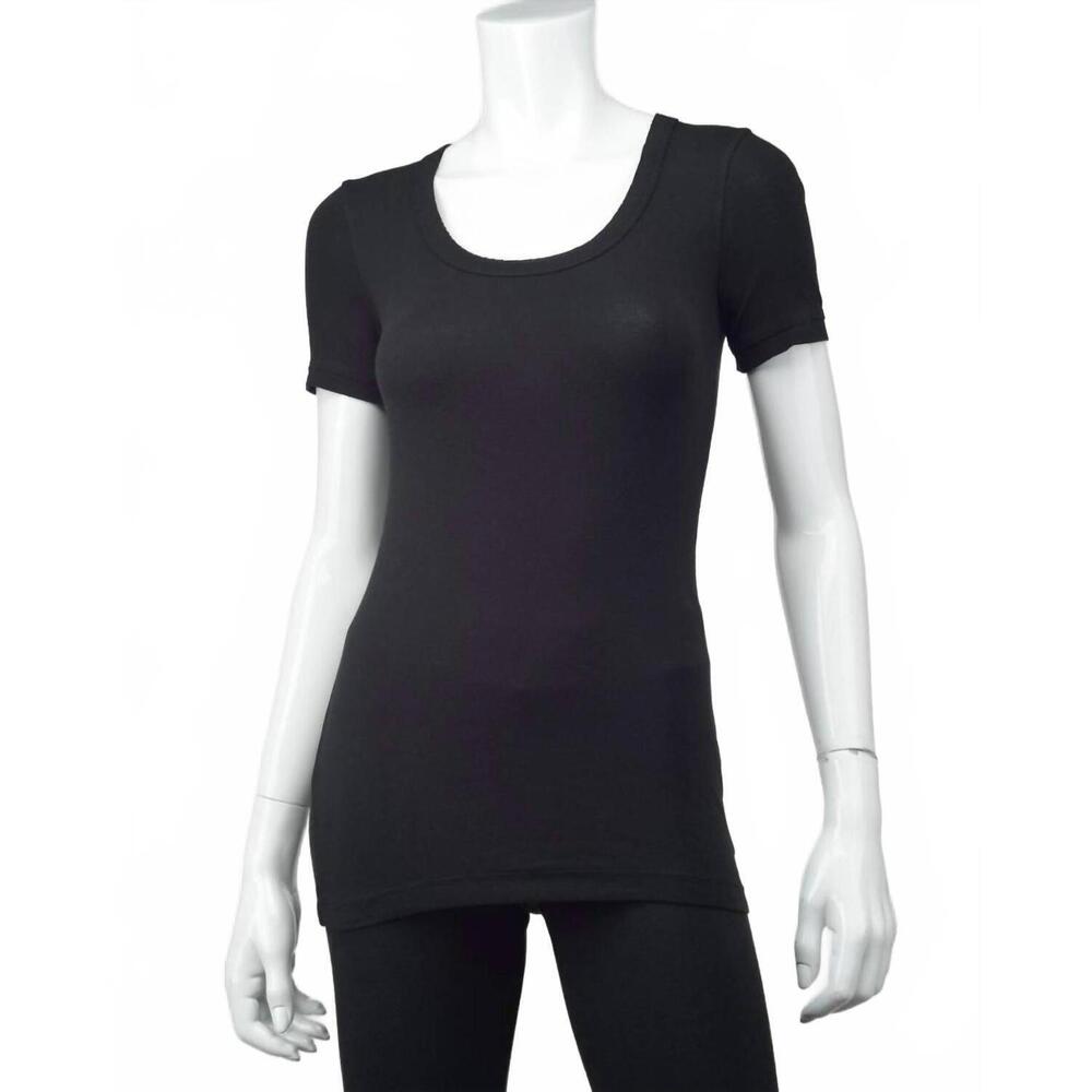 NEW CROWN JEWEL women's short sleeve scoopneck tee in black